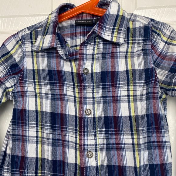 5 for $20 Calvin Klein Toddler Plaid Long Sleeve Button Down Shirt 3T - Picture 2 of 7